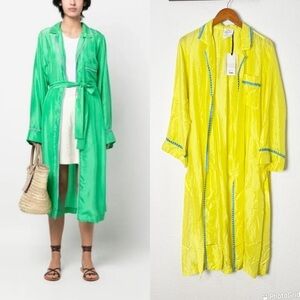 Forte scalloped trim silk coat in Yellow.